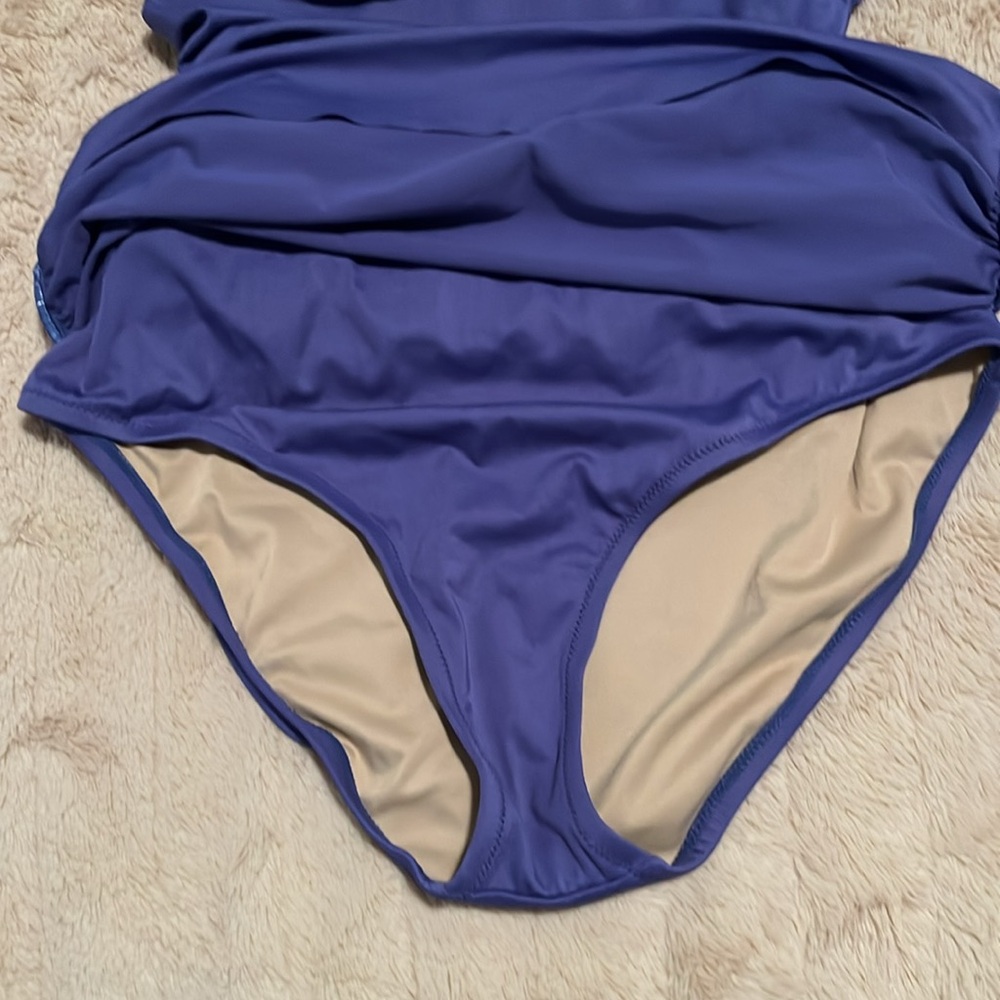 Women’s J Crew One Shoulder Ruched Skirted Swimsuit Purple Size 8 - Picture 8 of 8